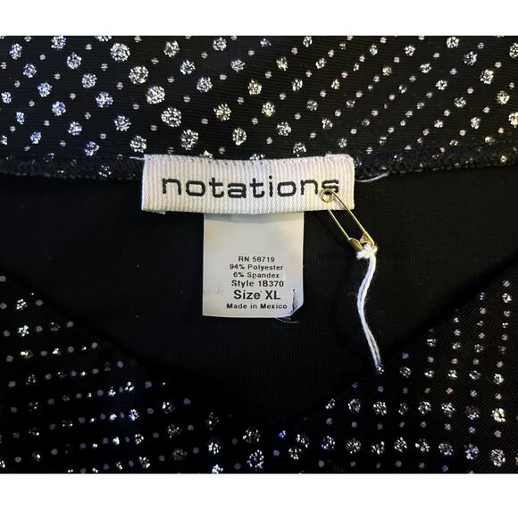 Notations Black Silver Sparkle Top Womens Size XL - Picture 2 of 7